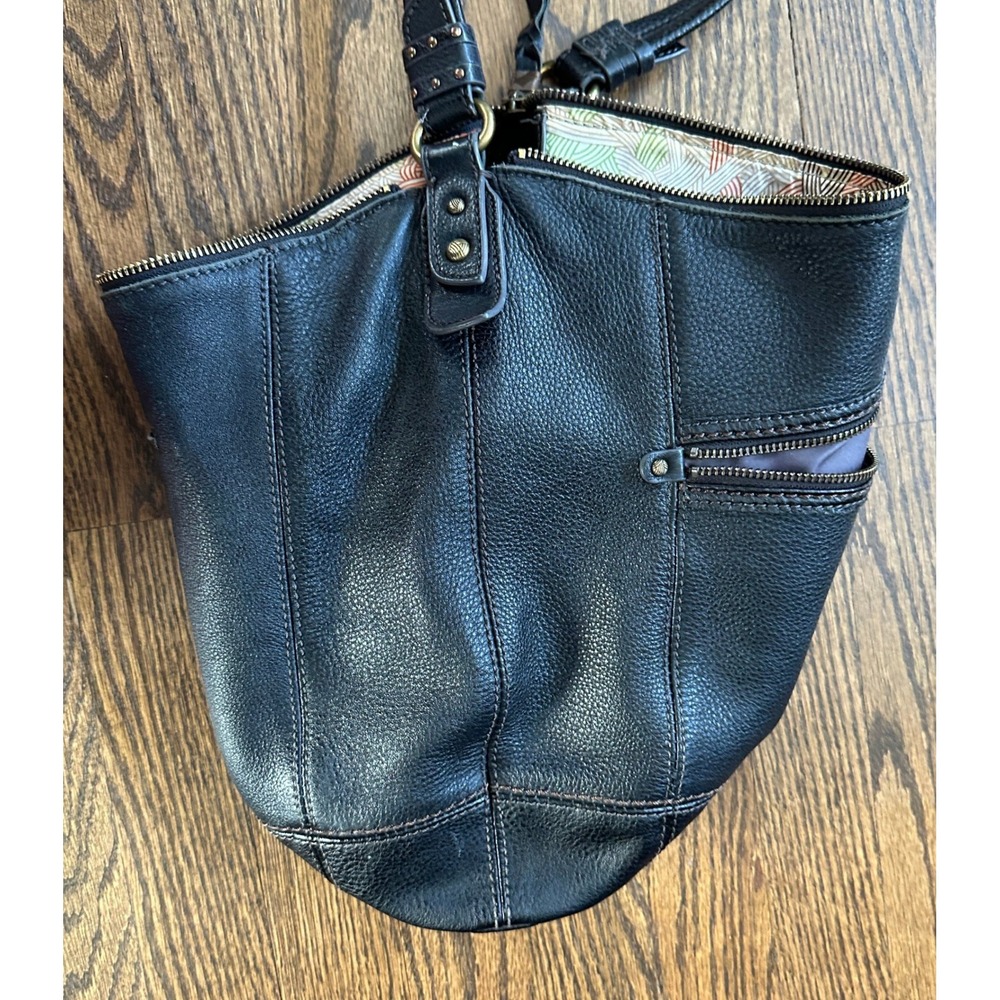 The Sak Sequoia Leather Hobo Bag Women's Black Casual Boho Slouchy Purse Zipper - Picture 7 of 14